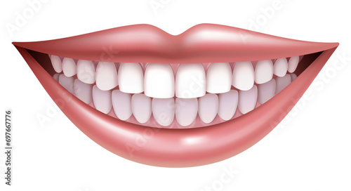 Beautiful smile with white teeth. Vector illustration. Perfect smile icon