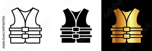 A safety-focused icon representing a life jacket, ideal for websites, apps, or designs related to water safety, boating, and outdoor activities.