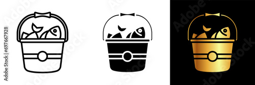 A visually engaging icon portraying a bait bucket, ideal for websites, apps, or designs related to fishing, angling, and outdoor pursuits.