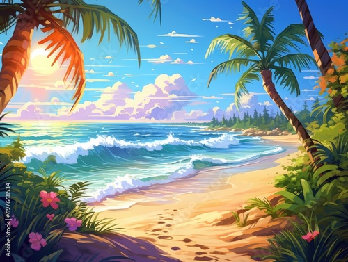 beach with palm trees © faiz