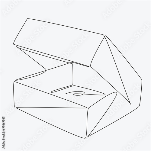 Continuous line hand drawing vector illustration box art