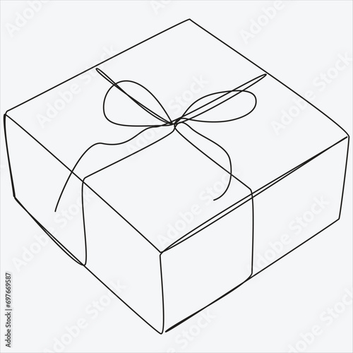 Continuous line hand drawing vector illustration box art