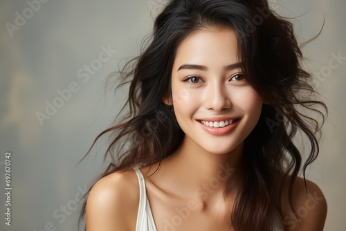 Natural Beauty of Young Woman with Dark Hair