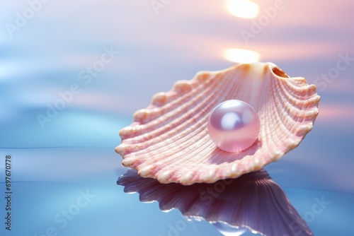 The smooth texture of pearl on a seashell, wallpaper background photo