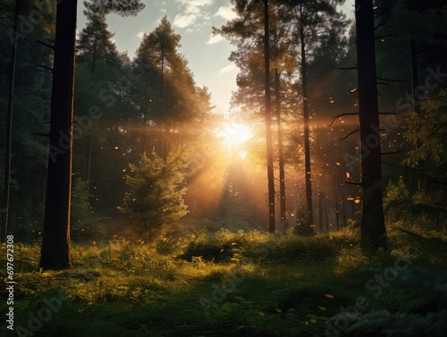 sunrise in the forest