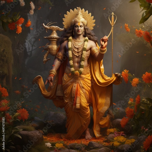 illustration of Hyper realistic photograph of Indian Hindu God Ram, Generative ai