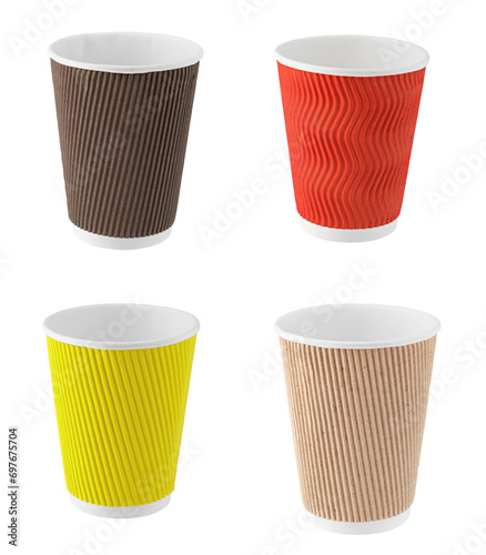 Wallpaper Mural Set of colorful empty disposable paper cup for drinks isolated on white background. Plastic pollution reduction concept. Zero waste concept. Torontodigital.ca