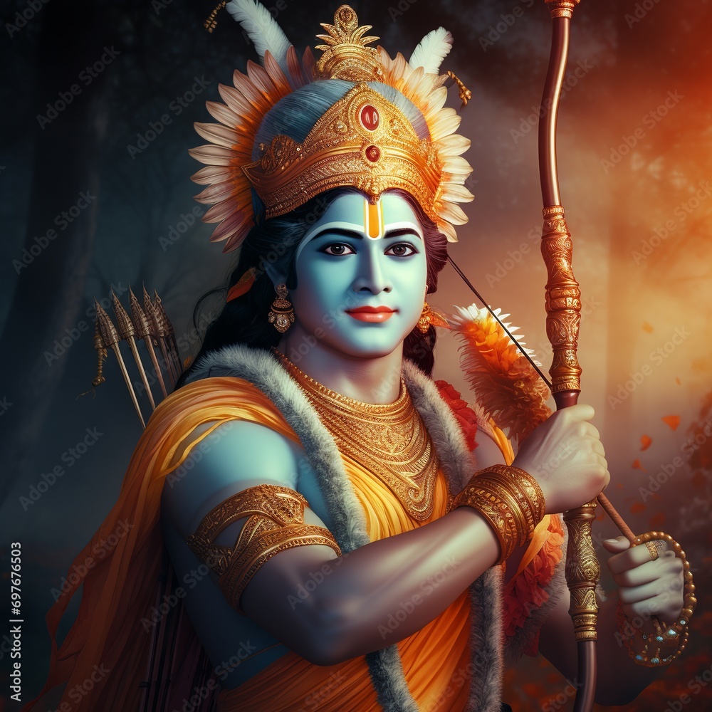 illustration of Share your most cherished images of Lord Rama, Generative ai - obrazy, fototapety, plakaty 