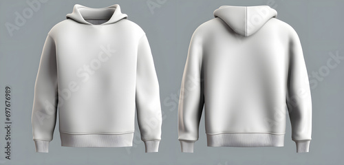 Blank gray mens hoodie sweatshirt long sleeve with clipping path, mens hoody with hood for your design mockup for print, isolated background. Template sport winter clothes