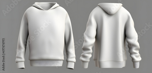 Blank gray mens hoodie sweatshirt long sleeve with clipping path, mens hoody with hood for your design mockup for print, isolated background. Template sport winter clothes