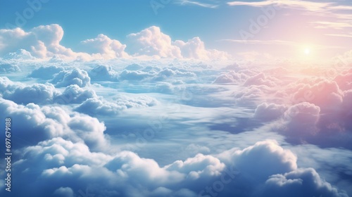 Soft blue clouds in a sky background, creating a dreamy and textured atmosphere,[blue background different textures]