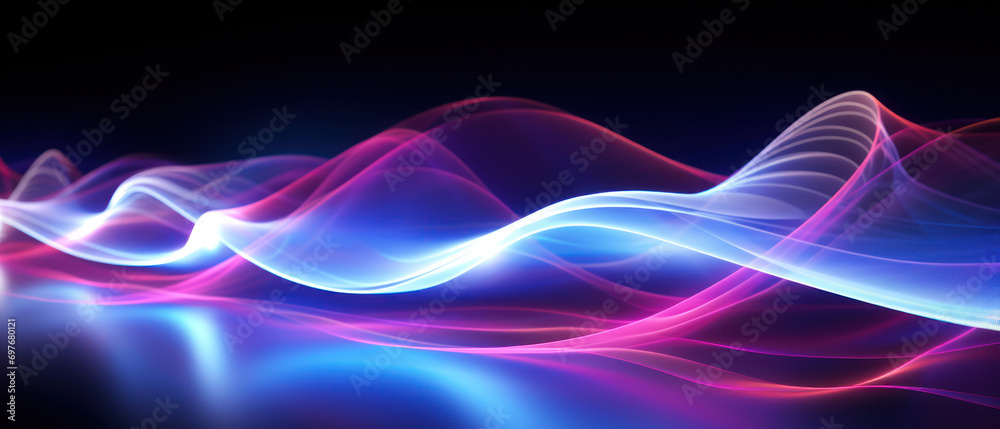 Naklejka premium Mesmerizing abstract light waves in blue and purple.