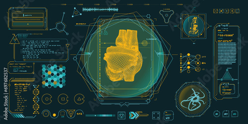 Vector data elements for sci-fi interface infographics.