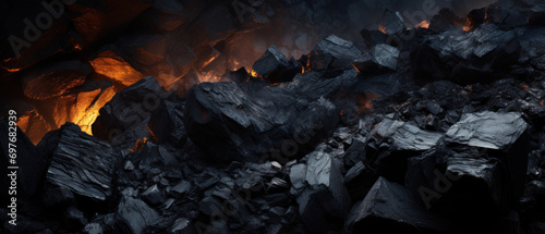 Mesmerizing close-up of coal with dancing flames.