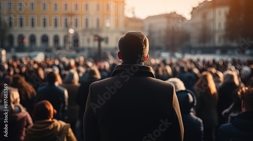 People gathered in the city square to discuss social issues