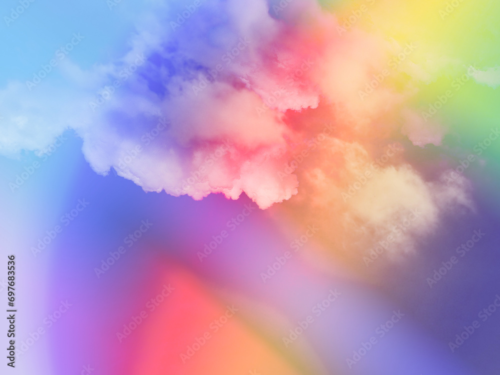 beauty abstract sweet pastel soft red and orange with fluffy clouds on sky. multi color rainbow image. fantasy growing light