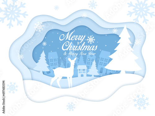 Merry Christmas & Happy New Year Paper Cut Design