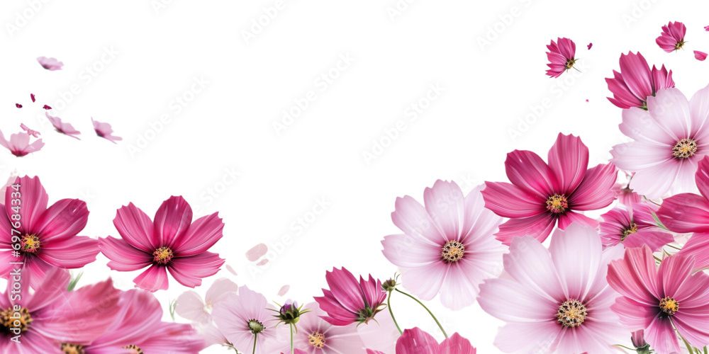 Pink cosmos flower border Artificial Intelligence Generative Pink cosmos flower border Artificial Intelligence Generative