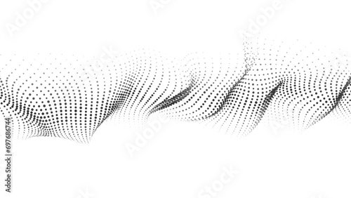 Futuristic wave of black smoothly moving dots on a white background. Vector EPS10