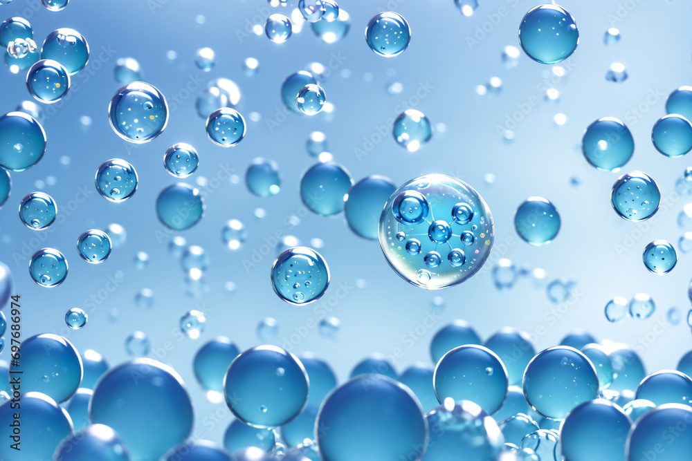 Abstract background, round water drops in the air, air bubbles in water, creative design