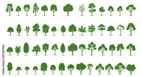Green Graphic Trees Elements  Architecture and Landscape Design with Vector Illustrations of Natural Tree Symbols. for Iconic Representation in Projects Environment and Nature  Garden