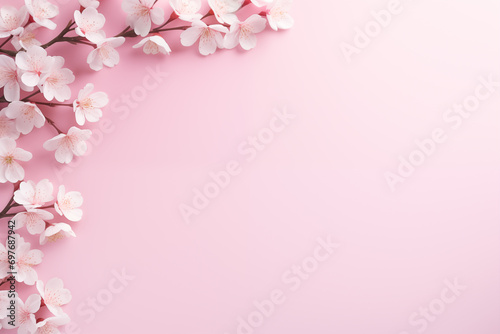 Floral arrangement on a soft pink base  template for weddings or Mother s Day greetings. Spring layout with space for text