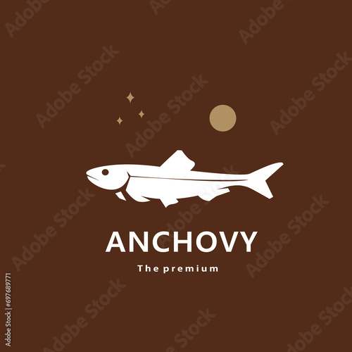 animal anchovy natural logo vector icon silhouette retro hipster