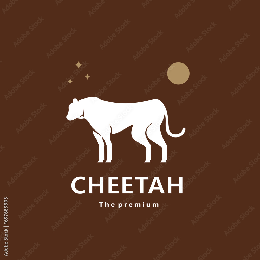 animal cheetah natural logo vector icon silhouette retro hipster