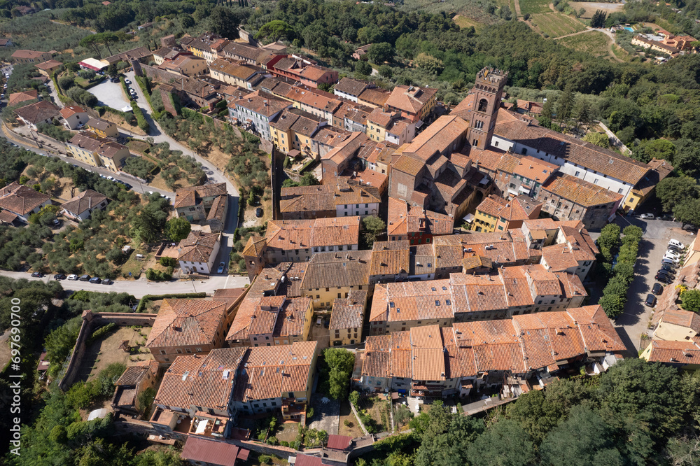 Panoramic view of the town of Montecarlo Lucca Tuscany