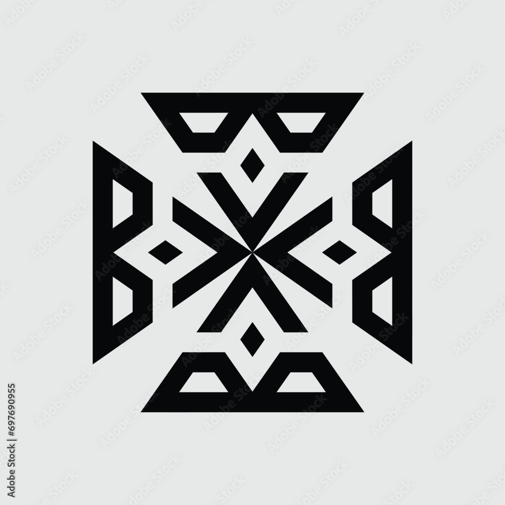 monogram logo vector design in the shape of a triangle rotated and forming the letters 