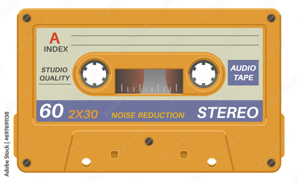 Music mix cassette template. Stereo sound tape