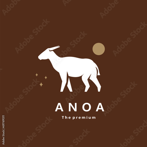 animal anoa natural logo vector icon silhouette retro hipster
