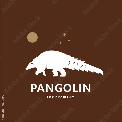 animal pangolin natural logo vector icon silhouette retro hipster photo