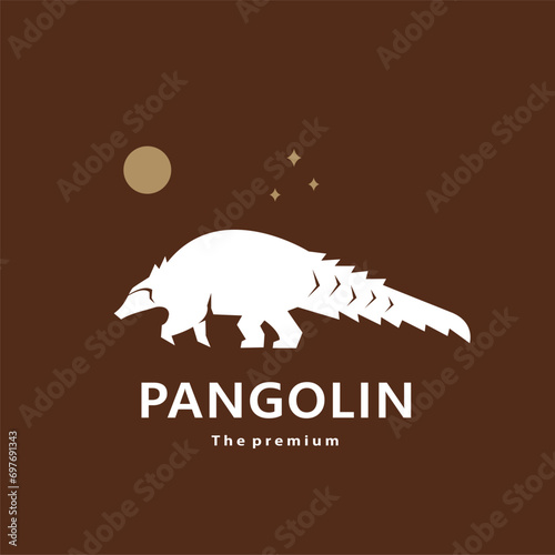 animal pangolin natural logo vector icon silhouette retro hipster