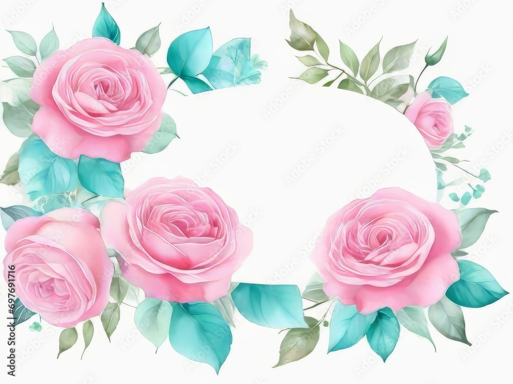 Plantilla de tarjeta de rosas de acuarela Plantilla de tarjeta de rosas de acuarela