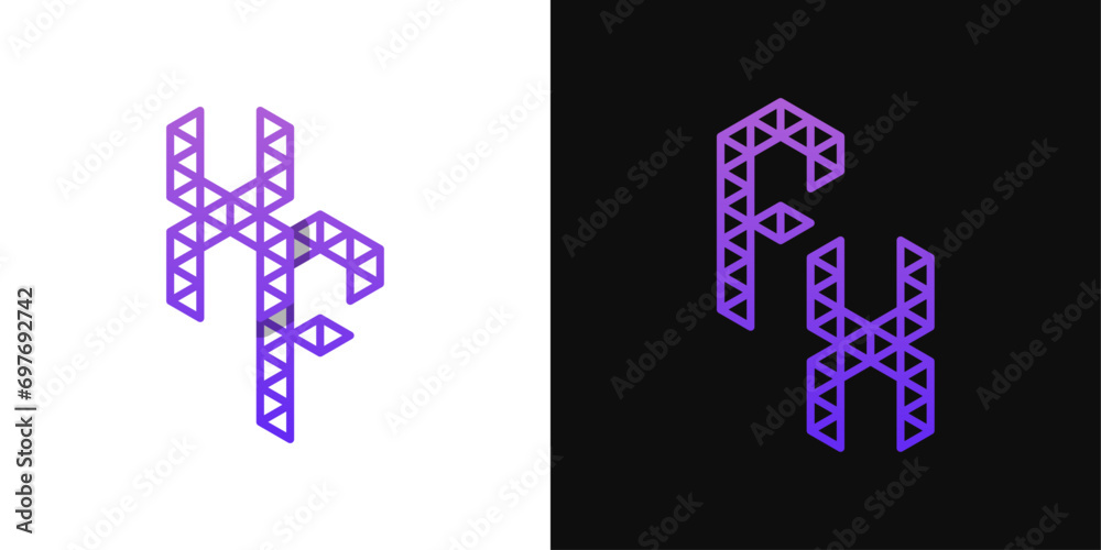 Letters FX and XF Polygon Logo Set, suitable for business related to polygon with FX and XF initials Letters FX and XF Polygon Logo Set, suitable for business related to polygon with FX and XF initials