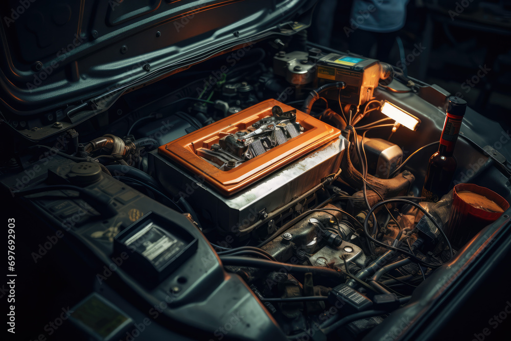 Repair of the car in the forest. Car service. Auto repair Repair of the car in the forest. Car service. Auto repair