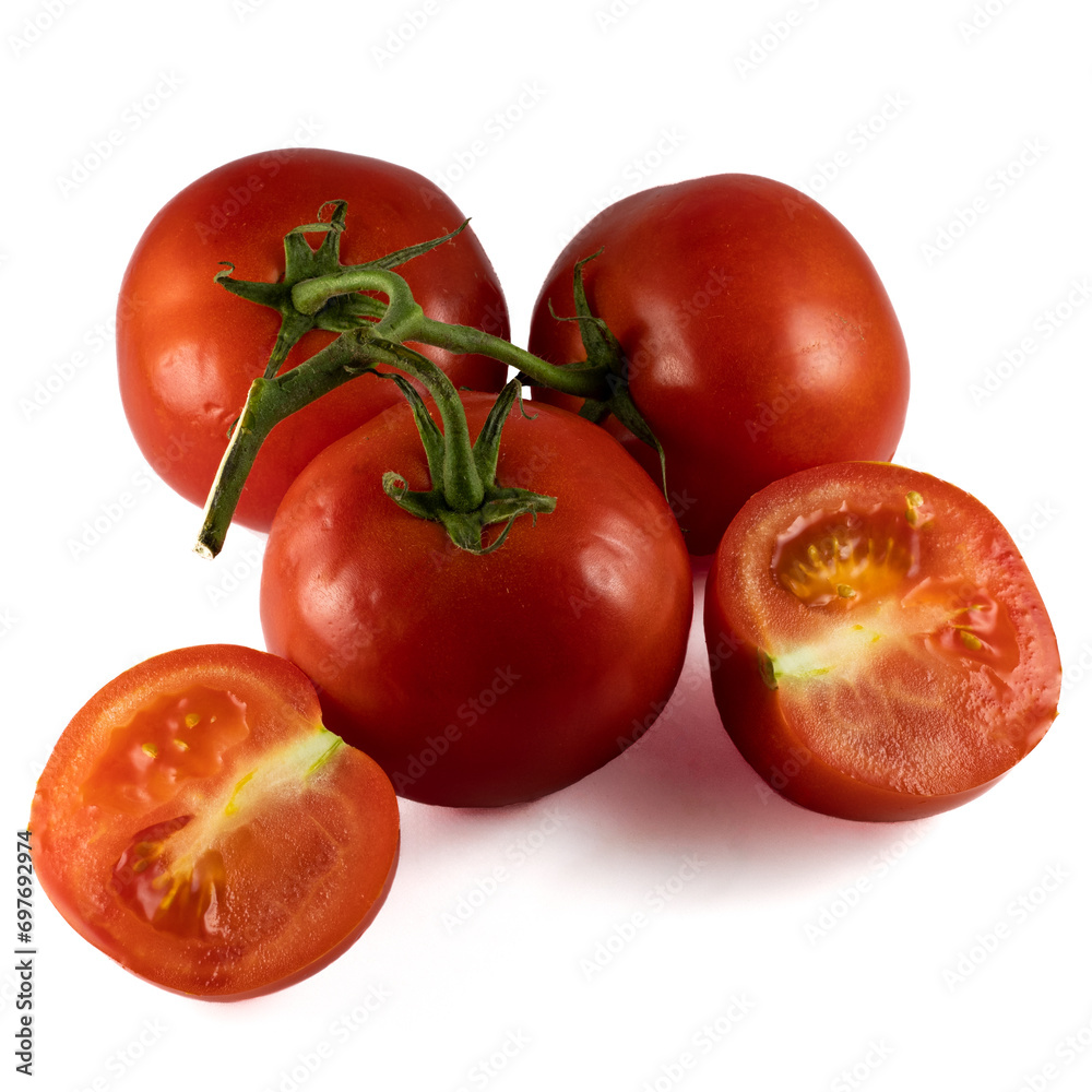 Fototapeta premium Tomato isolated on white background. With clipping path. Full depth of field.