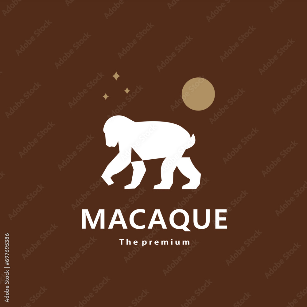 animal macaque natural logo vector icon silhouette retro hipster