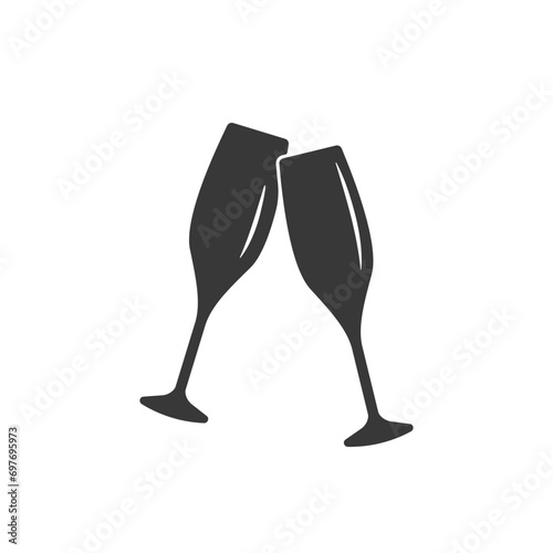 Clink glasses champagne. Cheers, toast, harty night. Vector photo