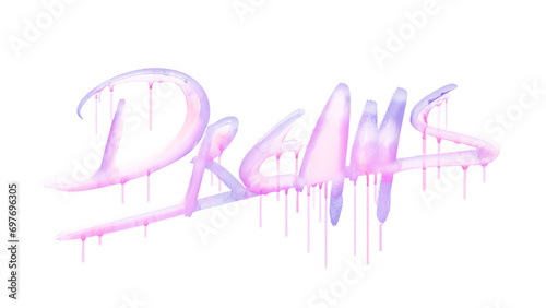 Dreams Word in Watercolor. Drpping. Transparent PNG photo