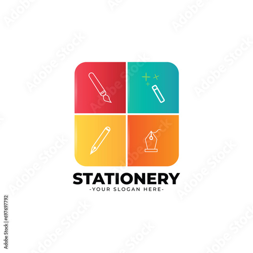 stationery store logo template design illustration
