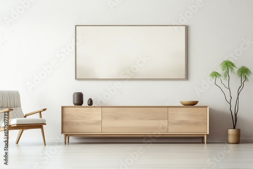 Chic living room setting with a stylish wooden sideboard