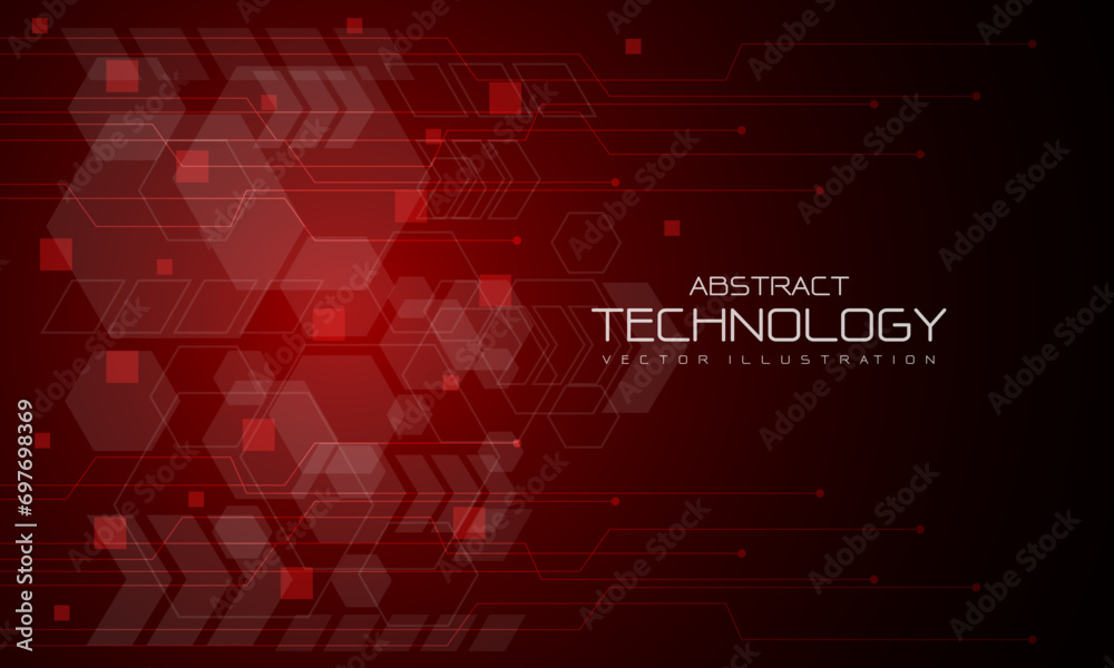 Fototapeta premium Abstract technology red black concept innovation futuristic data internet network connection background vector