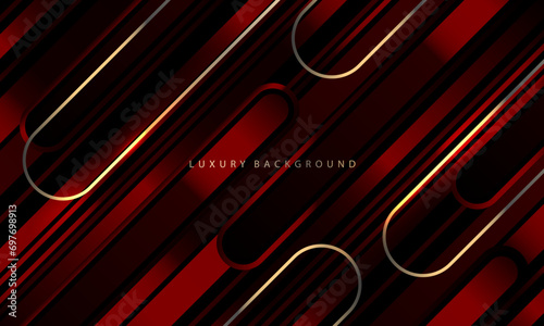 Abstract golden red black geometric dynamic overlap design modern luxury futuristic technology creative background vector