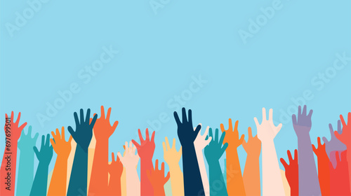  illustration hands up front city. Vector illustration 