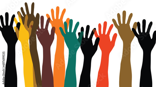  illustration hands up front city. Vector illustration 