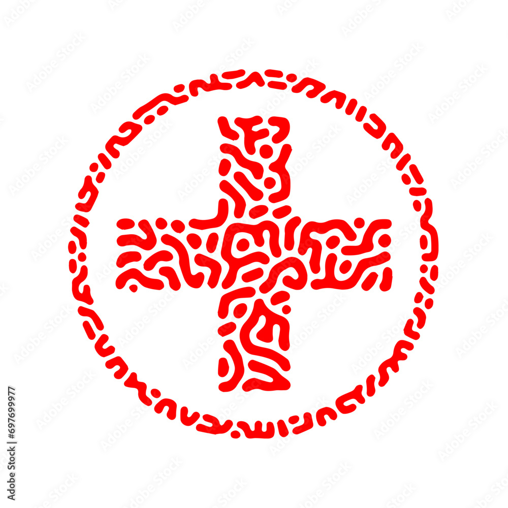 Health Red Cross in Circle Abstract Style Vector Illustration Health Red Cross in Circle Abstract Style Vector Illustration