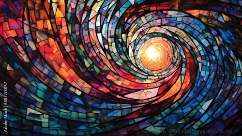 Stained glass window background with colorful 