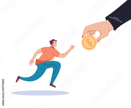 Finance business chase for money race concept. Vector flat graphic design illustration